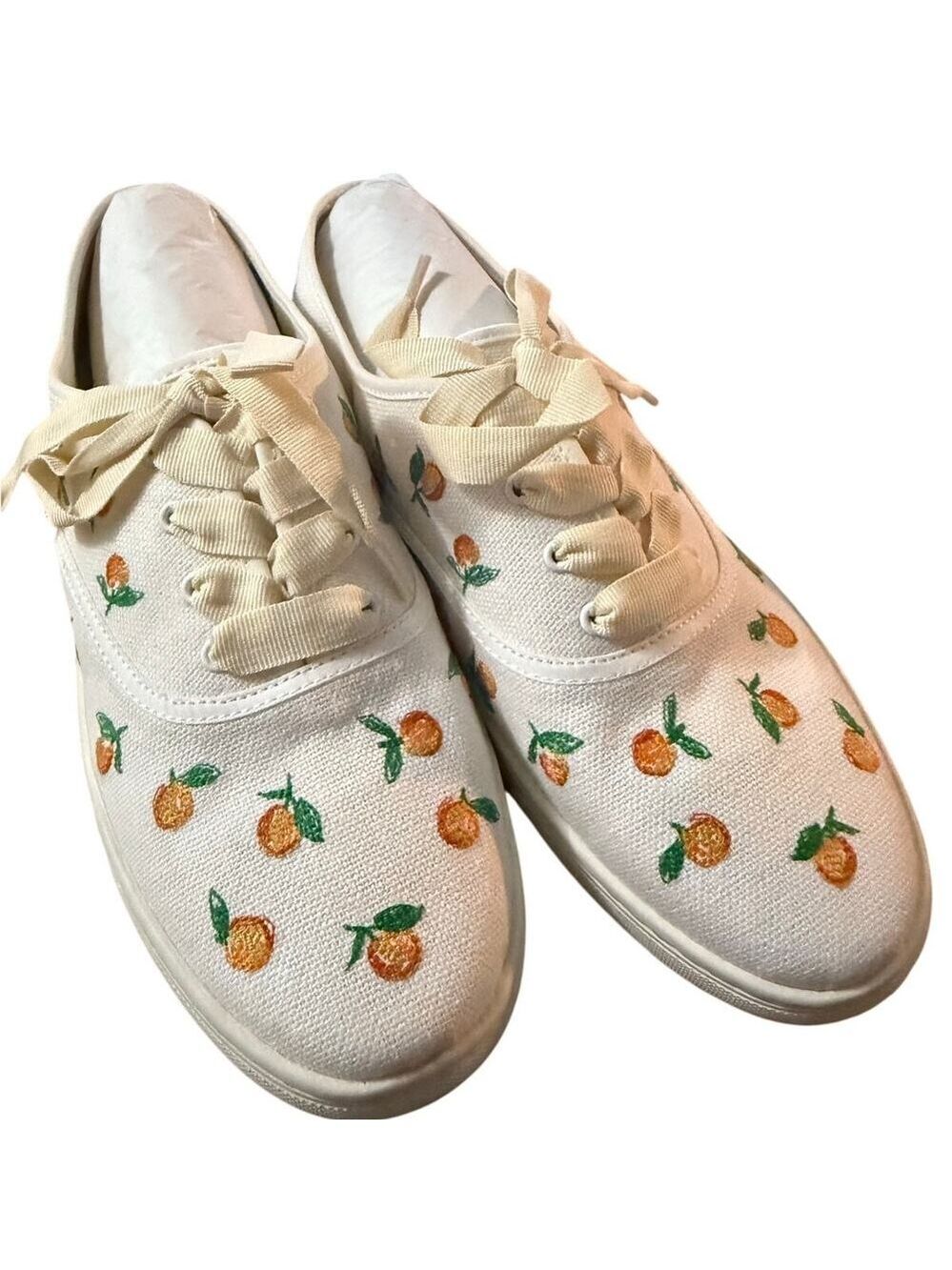 Soludos Embroidered Orange Citrus Canvas Sneakers. Women's Size US 10, NWT